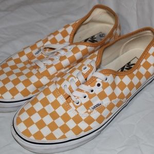 Vans Women's Golden Nugget - gold checkerboard, sz 9.5 women's/8 mens, worn once